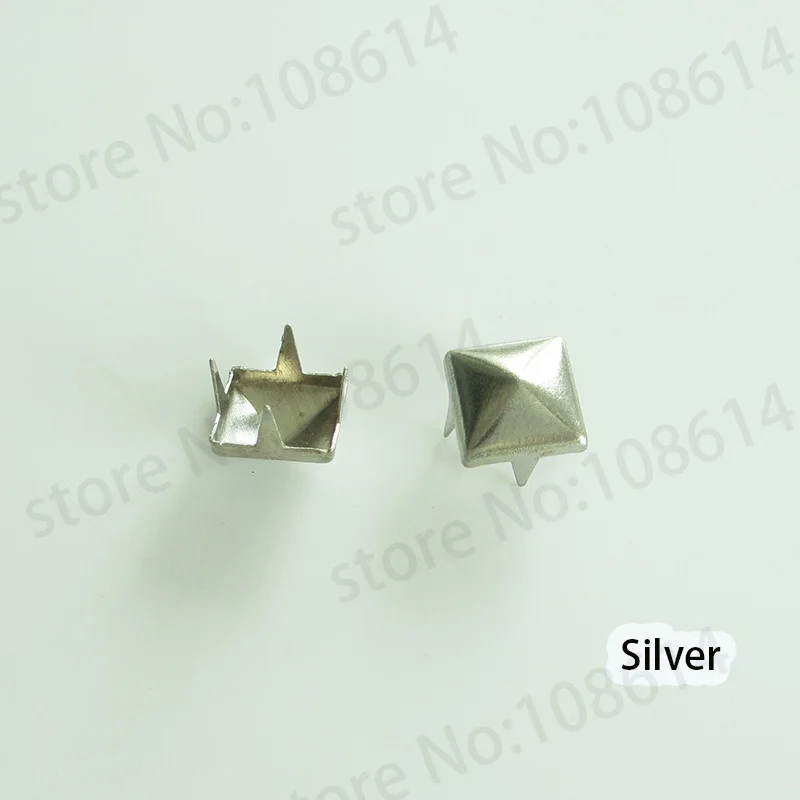 100 шт DIY пирамиды заклепки gun metal 4 коготь ногти для одежды шпильки с когтями для одежды cooper materail площади заклепки квадрат - Цвет: Silver