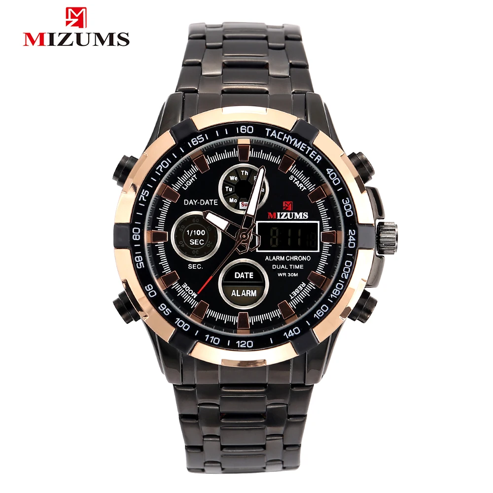 

luxury brand quartz watch men waterproof black steel band digital sports mens watches Japan movement military relogio masculino