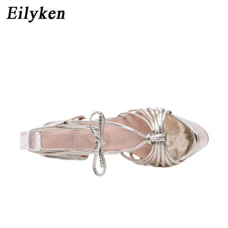 Eilyken 2020 New Women Summer Open-toe Sandals Lace-Up Cross-tied Super High Heels Club Shoes Zapatos Mujer Golden | Обувь