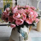 Мини-чайный Букет пионов в европейском стиле, шелковые цветы, искусственные цветы, свадебное украшение для дома