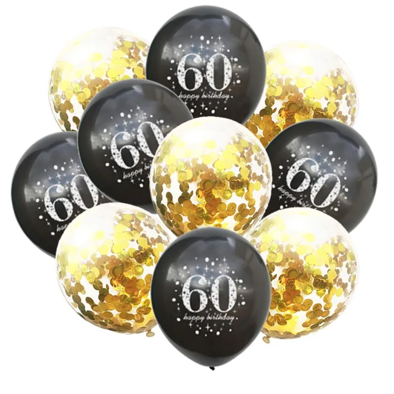 Ballon black 60 30, 40, 50, 60, 70, 80 лет воздушные шары на день рождения, декор для взрослых, золотые шары на день рождения, украшения на день рождения - Цвет: Ballon black 60