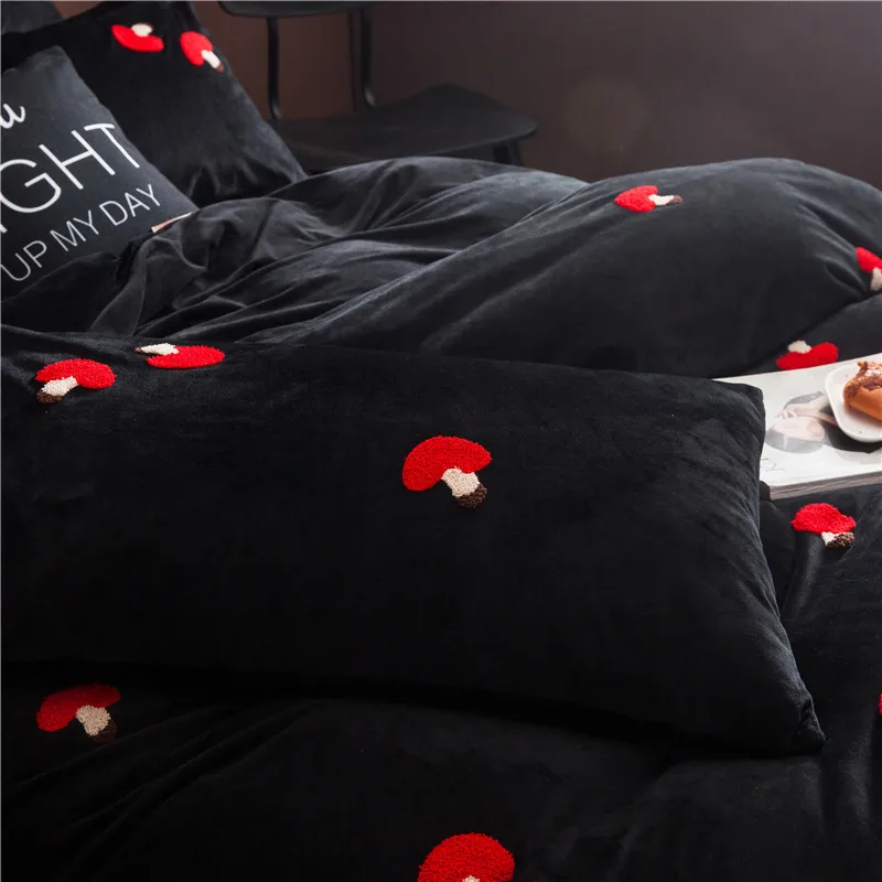 4 шт. Комплект постельного белья из флисовой ткани|housse de couette|embroidery bedding setsduvet cover set