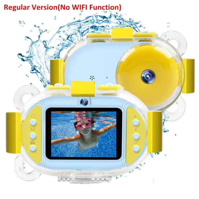 Blue Kids Camera Профессиональная Детская камера, цифровая, Wifi, SLR, мини видеокамера, точечная, для дайвинга, с двумя объективами, 8MP, 2,4 дюймов, Full HD, Противоударная камера для мальчиков и девочек - Цвет: Blue Kids Camera