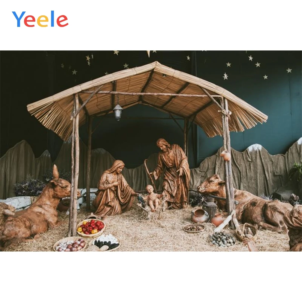 

Yeele Nativity Scene Jesus Birth Christmas Religious Barn Photographic Backgrounds Photography Backdrop Photocall Photo Studio