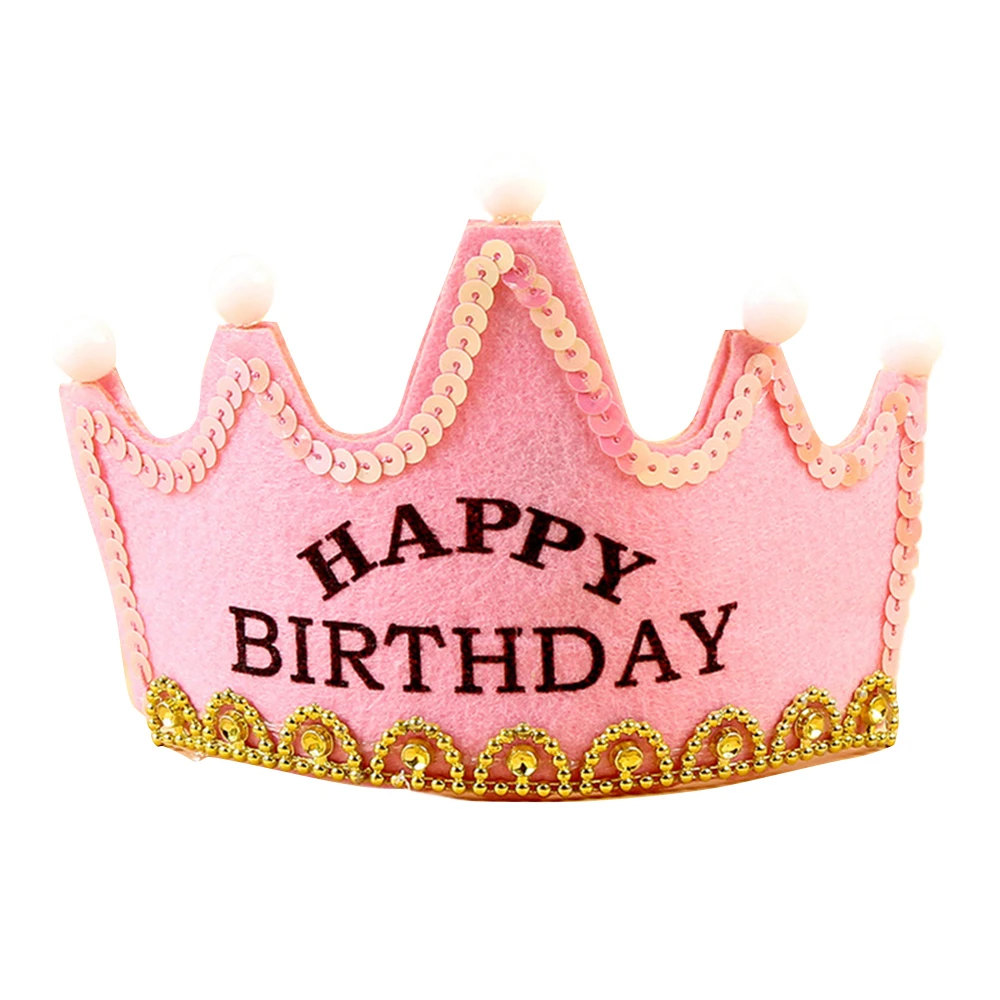 Birthday Crown с светодиодный светильник для мальчик и девочка принцесса король короной «С Днем Рождения» Кепки повязка на голову для рождественской вечеринки Прямая