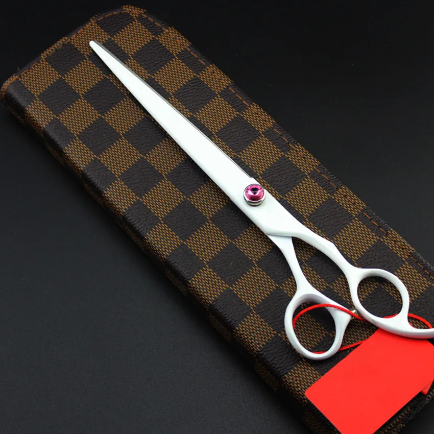 

new professional 8 inch japan 440c white pet shears dog grooming cut hair scissors cutting berber hairdressing scissors with bag