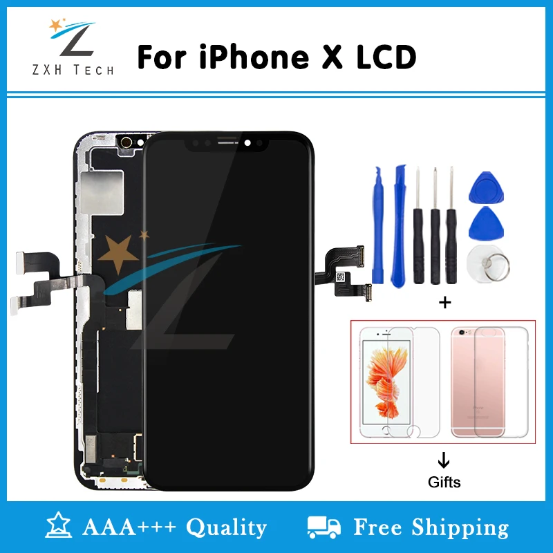 

Горячая Распродажа для iPhone X AMOLED дисплей X сенсорный экран дигитайзер дисплей в сборе черный Замена AMOLED качество