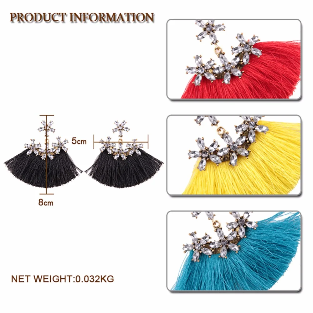 Новая мода Цветок Нарядные серьги с кисточками Висячие для женщин модные