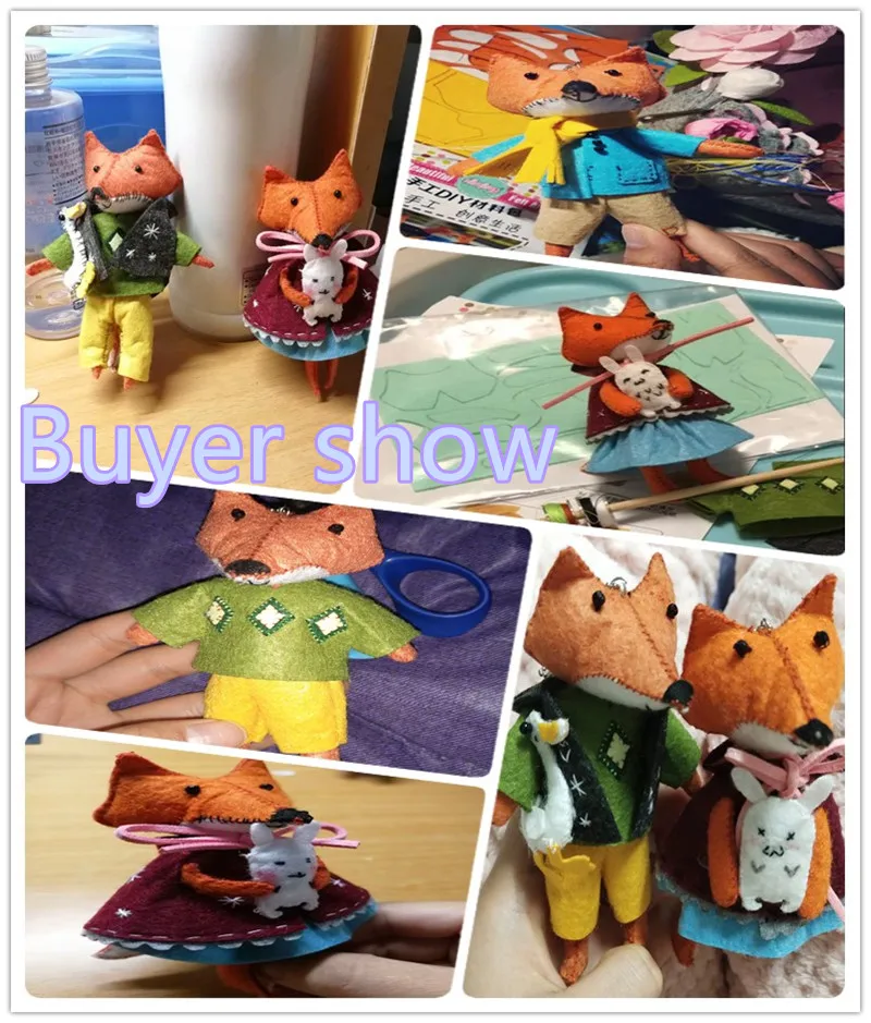 Lovely Fox Families Войлок Сделай Сам Набор для рукоделия кукла ручной работы швейная ткань Ремесленная игрушка для детей подарок брелок кулон Войлок diy упаковка