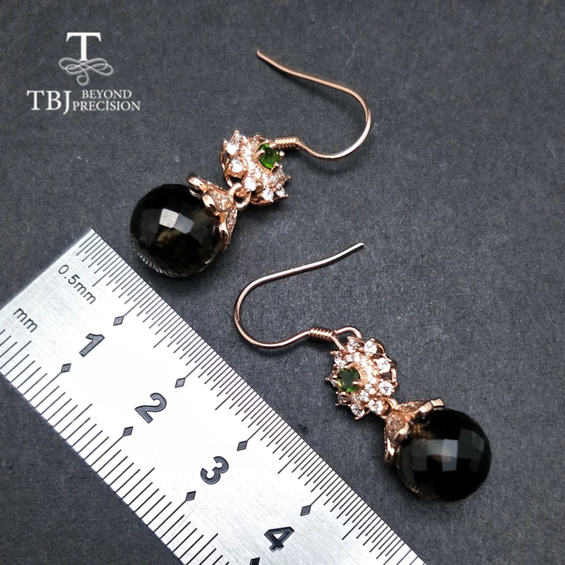TBJ новинка 2019 серьги-крючки натуральный дымчатый аквац и турмалин настоящий