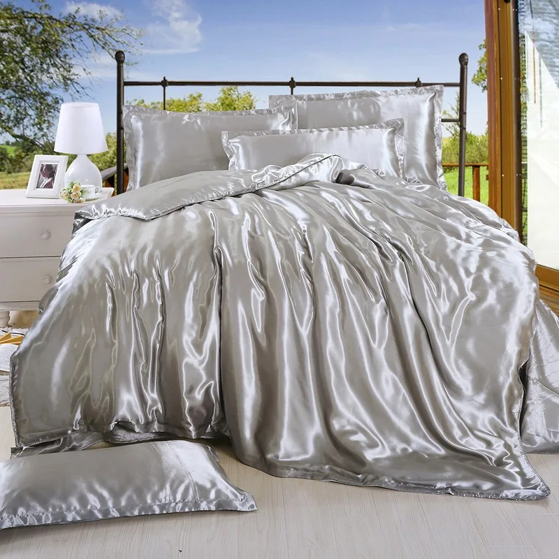 

1Pc Solid Color Duvet Cover Single Double King Size Quilt Cover Home Soft Ice Silk Comforter Cover 200X200