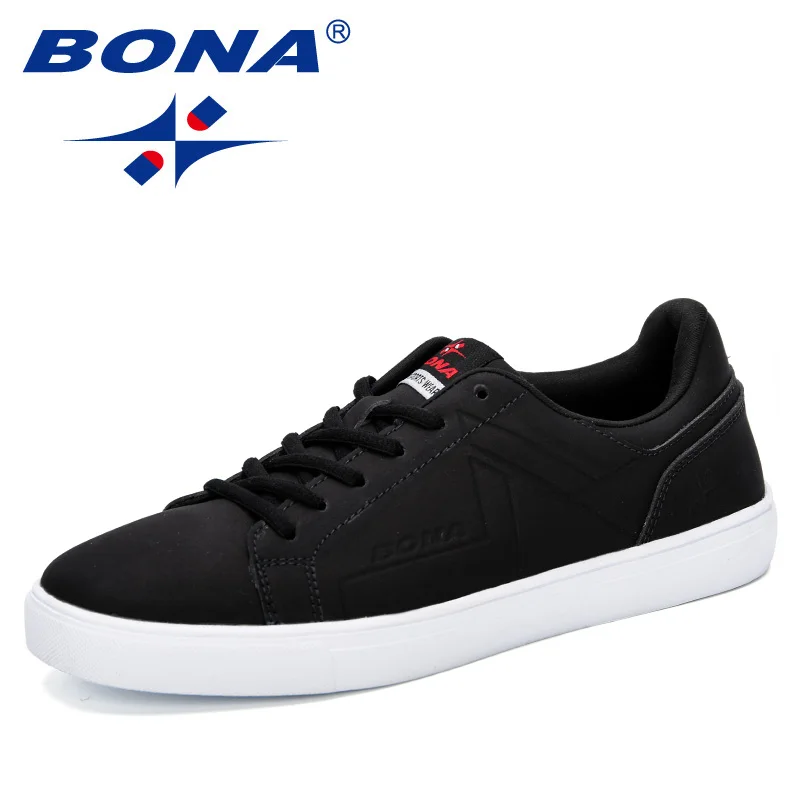 Black BONA/Новинка года; популярная Стильная мужская обувь для скейтбординга; Мужская прогулочная обувь из искусственной кожи на шнуровке; Мужская Спортивная обувь; трендовая обувь - Цвет: Black