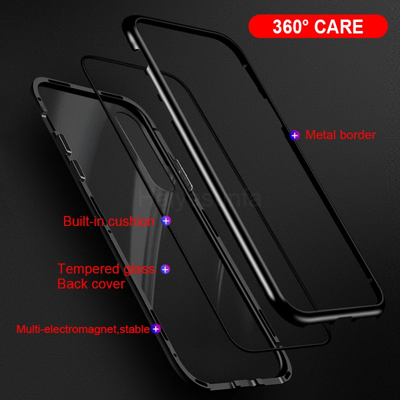 Роскошный защитный Магнитный чехол на 360 градусов для huawei P20 Pro противоударный Lite
