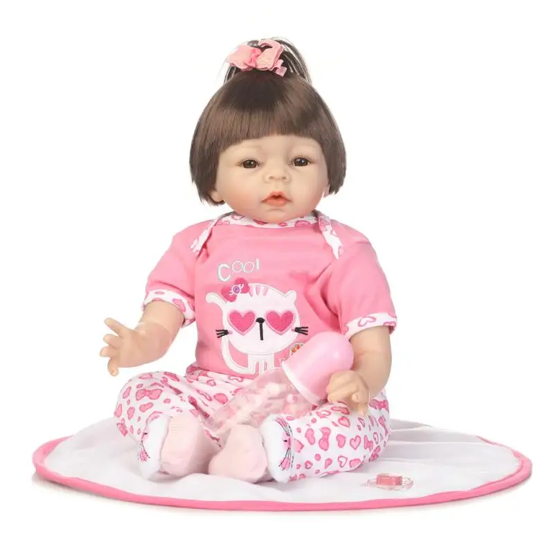 

kawaii 22 inch new cute 55 cm silicone doll reborn realistische dolls Toys for girls children boneca find an acrostic mini dolls