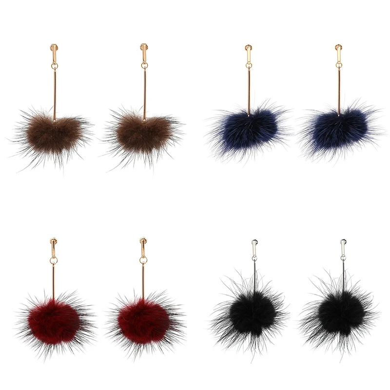 Casual Plush Long Dangle Earrings For Women Personality Handmade Crafts 2018 New Arrival Femanino Charm | Украшения и аксессуары