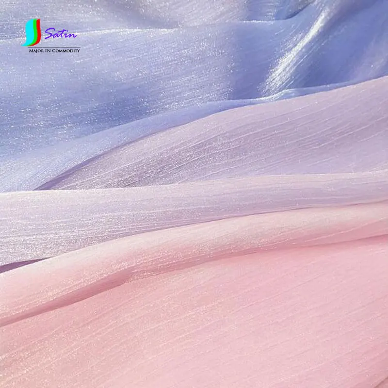 Ледяная катионная пряжа блестящая креп-ткань Юджин шелк мерцание мягкая рубашка