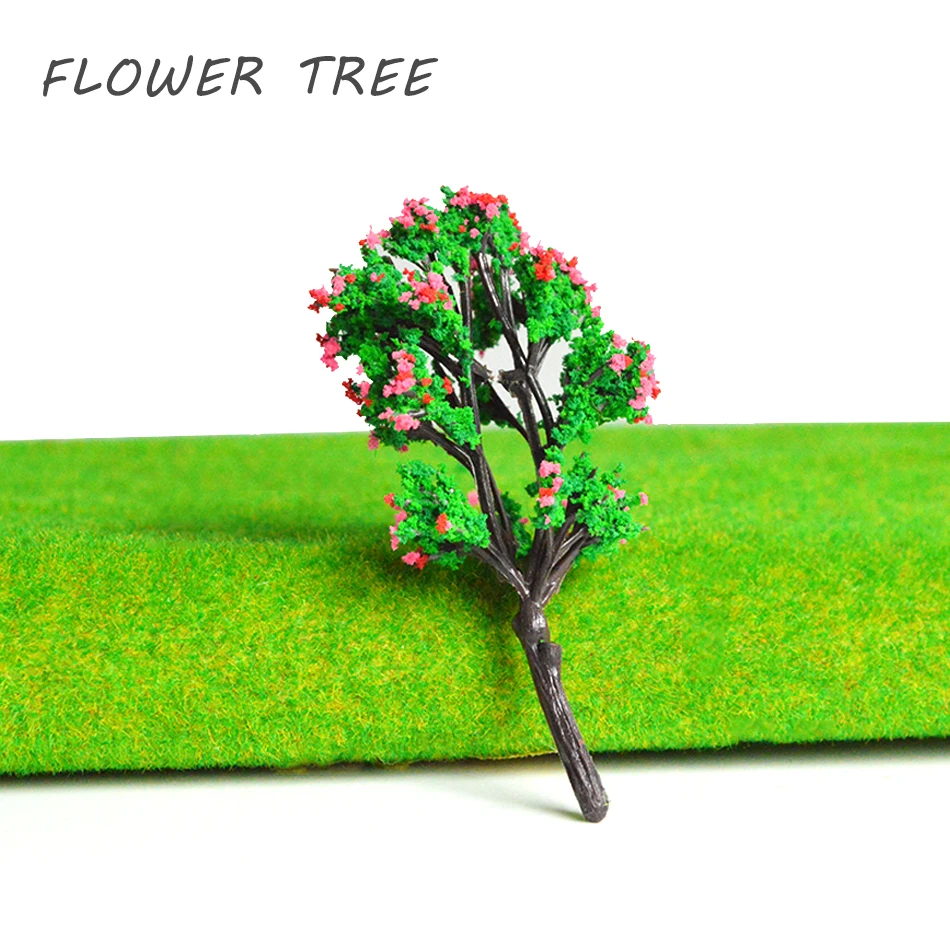 HO N Scale 8CM Color Model Flower Tree Miniature For Train Railway Scenery Layout Diorama | Игрушки и хобби
