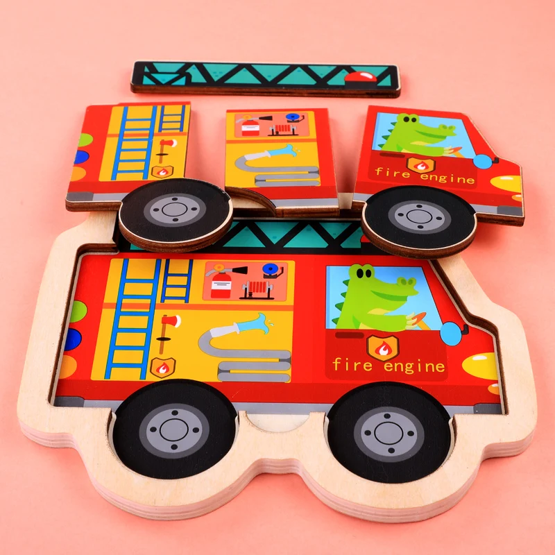 Деревянная детская игрушка 3D пазлы мозаика доска красочные животные