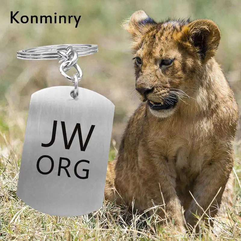 Модные JW. ORG брелок для ключей из нержавеющей стали, подвеска, бирка для собак, бусины, металлические брелки для женщин и мужчин, ювелирные изделия Konminry