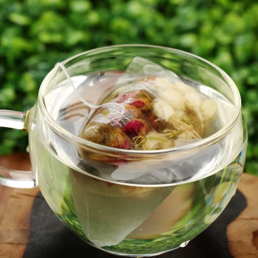 2000 шт./лот чайные пакетики из кукурузного волокна пирамидальная форма