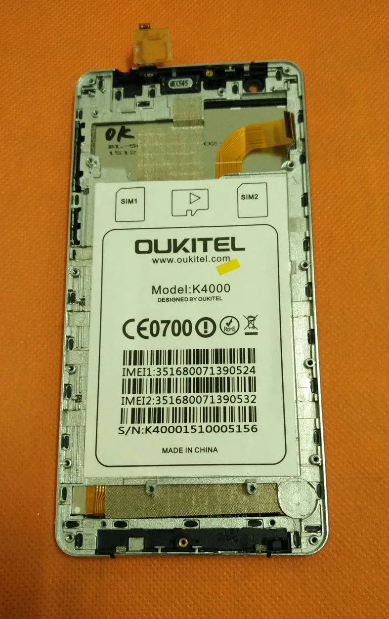 Старый оригинальный ЖК дисплей + сенсорный экран рамка для OUKITEL K4000 MTK6735 Quad Core 5 0