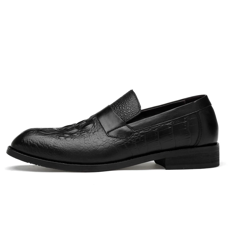 Black Crocodile skin VESONAL/брендовые Модные дышащие яловые туфли; мужские деловые туфли; Мужские броги в джентльменском стиле; классические оксфорды - Цвет: Black Crocodile skin