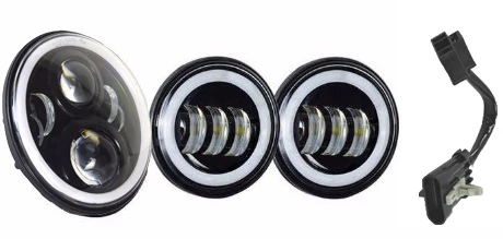 Black set " светодиодный налобный светильник DRL Hi/Low Beam проектор двигатель 4,5" противотуманный светильник для мотоцикла лампа для Harley Street Glide Road King Electra Glide - Цвет: Black set