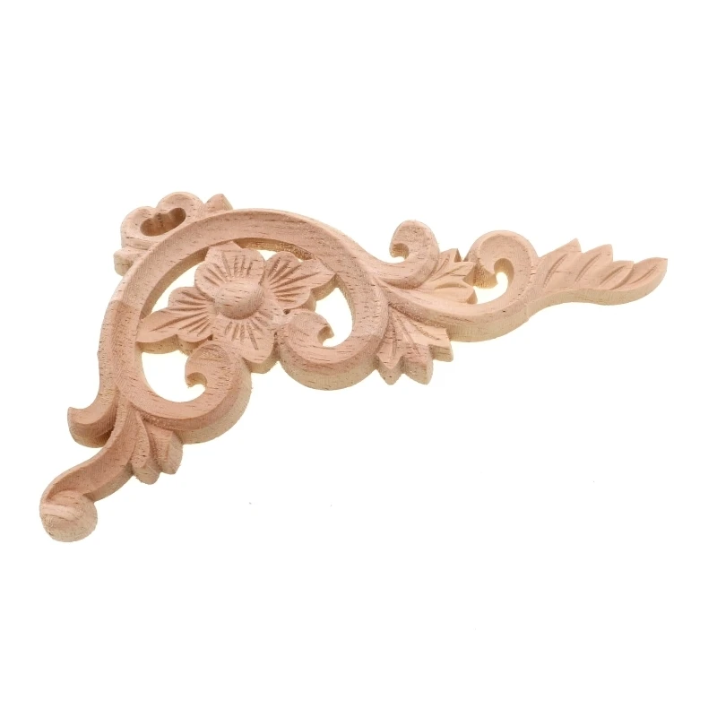RUNBAZEF Wood Applique Carving European-style Furniture with Decorative Accessories Carved Door Heart Craft Decoration