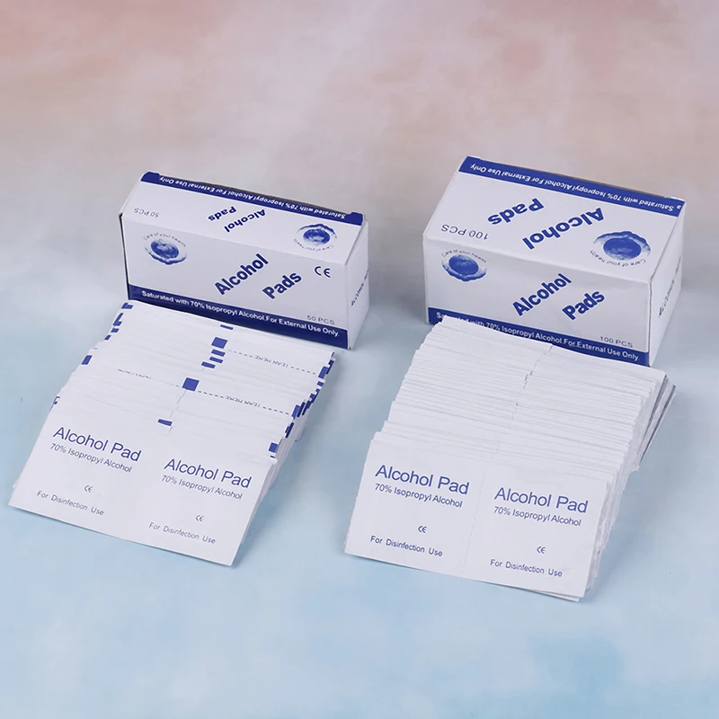 100 шт спиртовые влажные салфетки Одноразовые дезинфекции Prep Сменные накладки антисептик уход за кожей Чистка ювелирных изделий мобильный телефон чистые салфетки