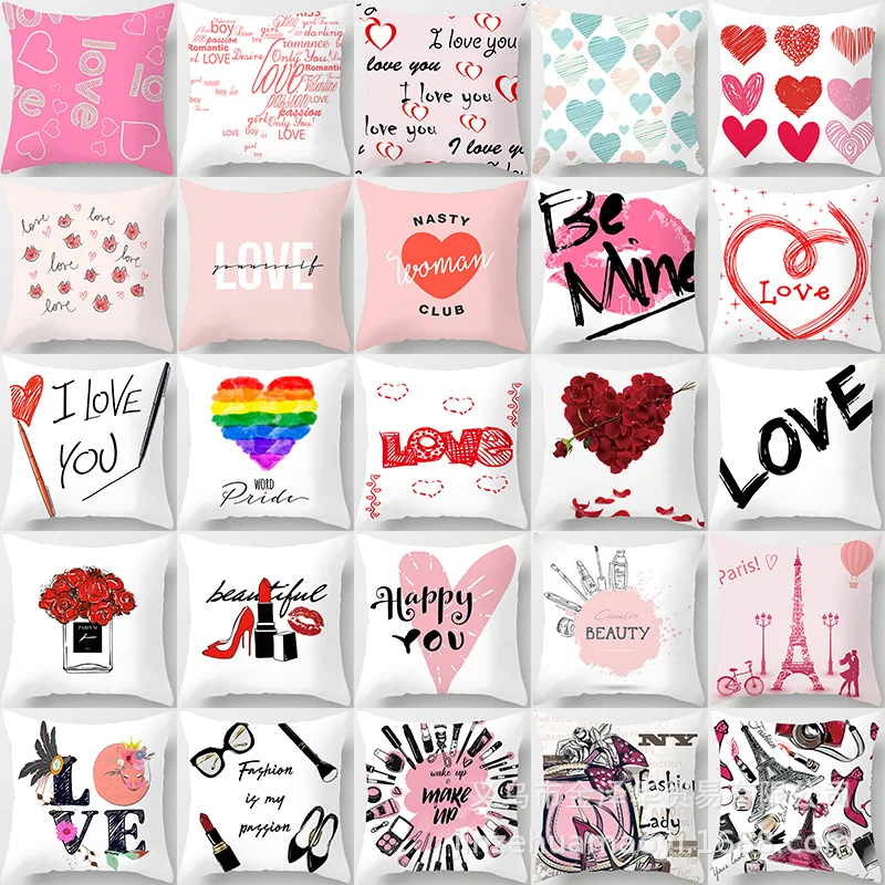 Наволочка для подушки с надписью Happy Valentine's Day и Sweet Love наволочка дома гостиной