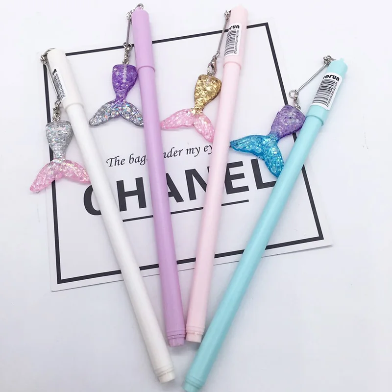 Cute Mermaid Tail Pen Kawaii Neutral Pens Creative Glitter Pendant Gel For Kids Gifts School Supplies Writing Stationery |