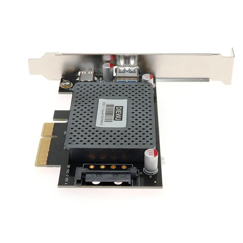 Плата расширения USB3.1 тип A + C PCI E с 15 контактным адаптером SATA Power 10 Гбит/с ASM1142 чип pcie