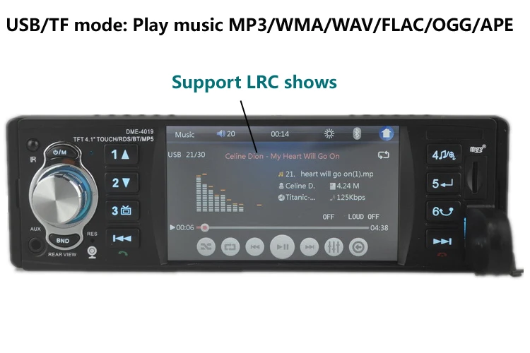 Автомобильный MP5 плеер с поддержкой Bluetooth 4 1 дюйма Авторадио радио Кассетный AUX/USB