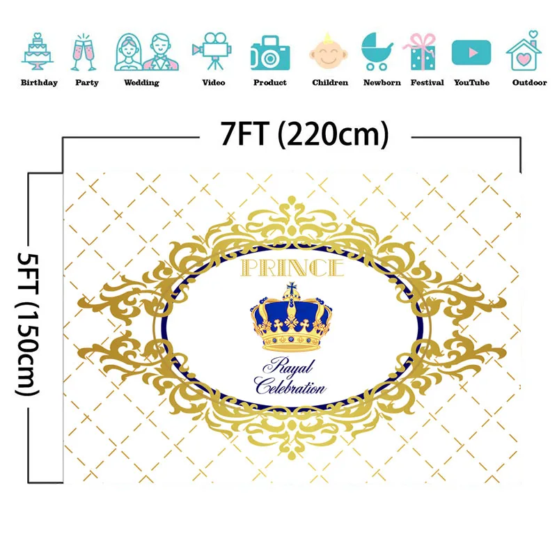 NeoBack Royal Boy Baby Shower фон для фотосъемки Королевский праздник принц сапфир Корона