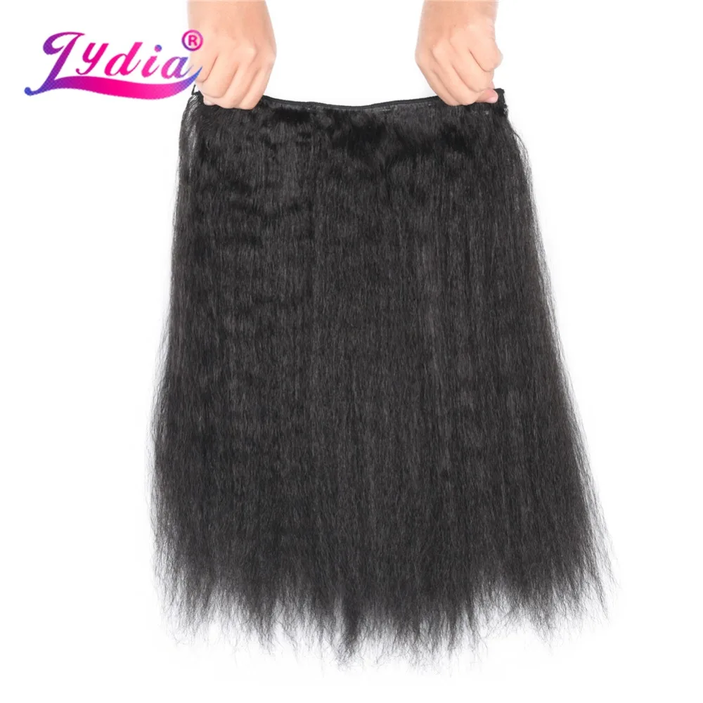 

Lydia 18"-24" Long Kinky Straight 5 Clips in Hair Extensions Synthetic Hairpieces Pure Color For Women Heat Resistant