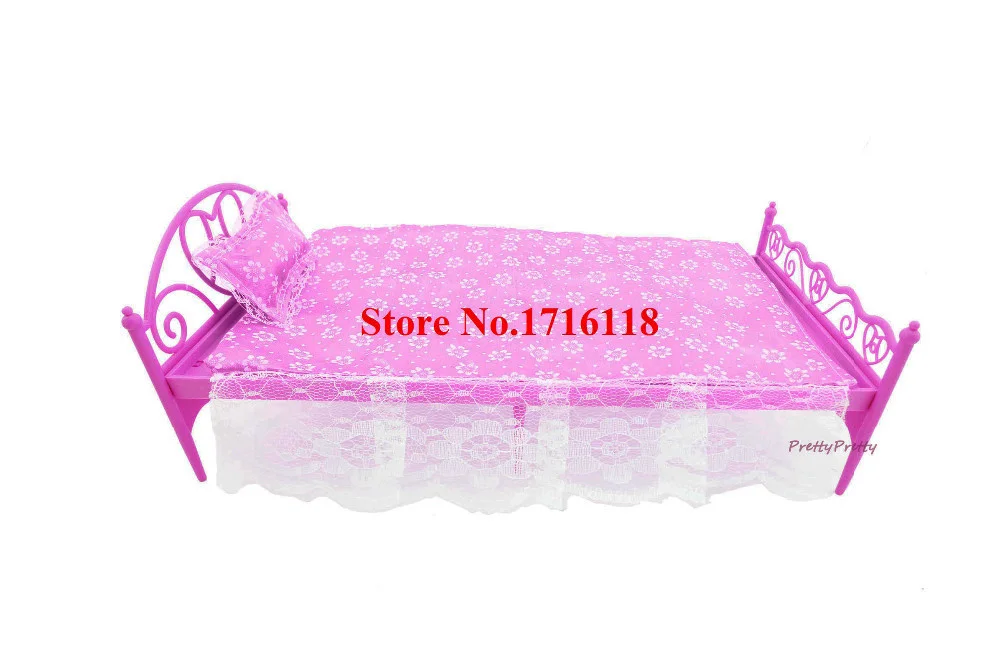 Doll Bed Смешанные аксессуары для кукол, вешалка для обуви, милый диван, пляжное кресло, розовая кровать, мини-платья, вешалки для обуви, 1:12, миниатюрная мебель для Барби - Цвет: Doll Bed