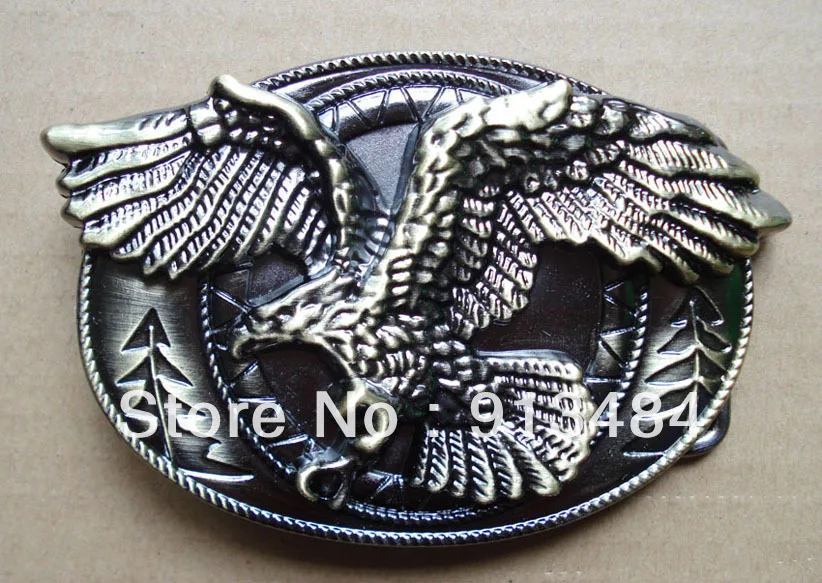 Оптовая продажа, новая бронзовая овальная пряжка ремня летающего орла