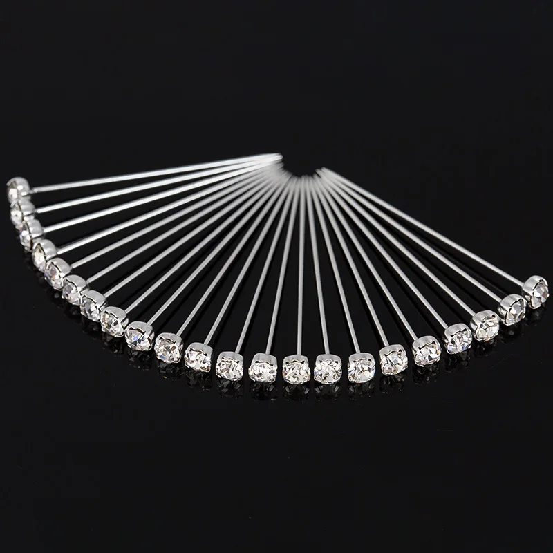 

YFJEWE Women Fashion Handmade Dress Pins Round Crystal Head Dressmaking Pins Weddings Corsage Florists Sewing 72Pcs/Box H007