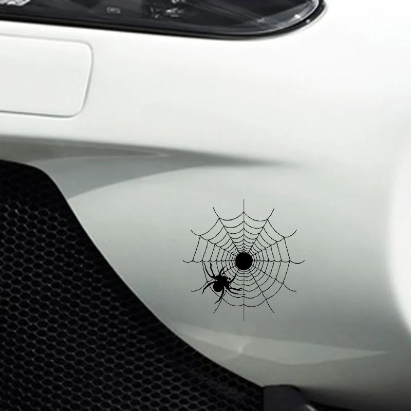 YJZT 14.6CM*14.6CM Hollowed Out Spider And Cobweb Cool Vinyl Decal Car Sticker Delicate Black/Silver C19-0706 |