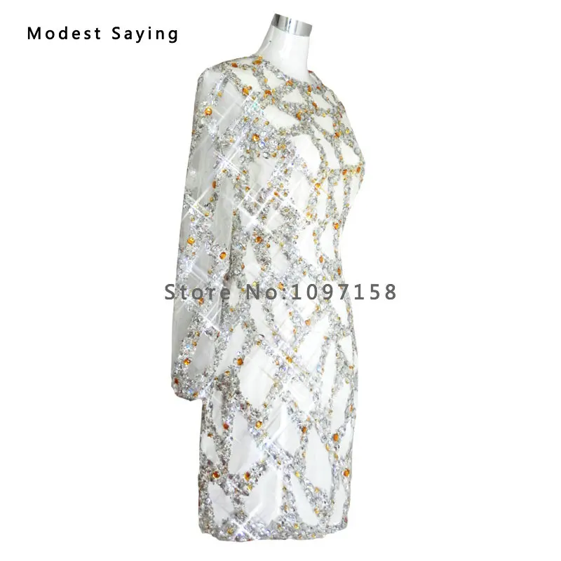 Роскошные прямые короткие коктейльные платья из натурального серебра с бисером