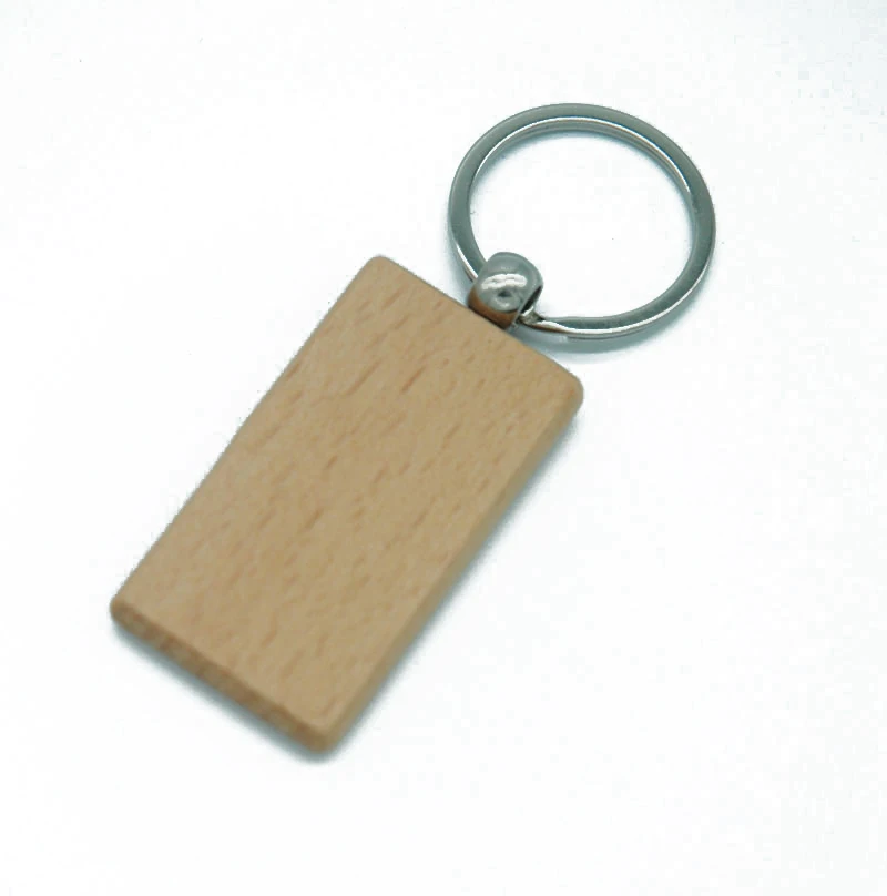 Пустой Круглый прямоугольный деревянный брелок для ключей 20 шт. сделай сам