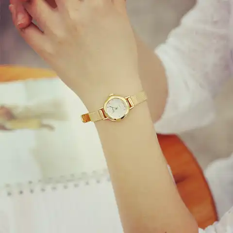 Женские золотые часы от известного бренда, минималистичные простые кварцевые часы из стальной сетки, женские водонепроницаемые часы Xfcs, 2018 ...