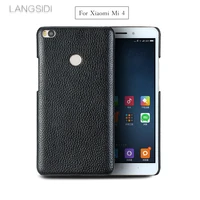 luxury mobile phone shell for xiaomi mi 4 mobile phone shell advanced custom in litchi pattern half pack leather case