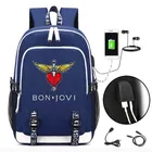 Рюкзак Bon Jovi, с USB-портом и замком, для студентов, школьников, путешествий, сумка для ноутбука