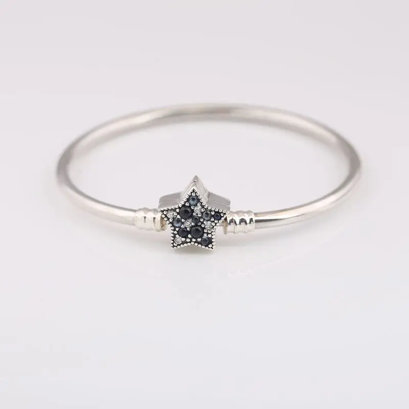 Серебряный браслет-браслет S925 Sterling Silver для женщин с кристаллами многоколорного оттенка и чистыми CZ, подходит для бусин и подвесок Lady Beads Charms.