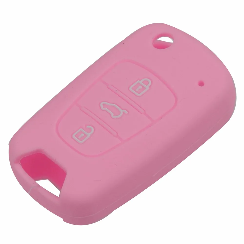 

jingyuqin 3 Buttons Silicone Car Key Cover Case For Kia RIO K2 K5 Sportage Sorento For Hyundai i20 i30 i35 iX20 Solaris Verna