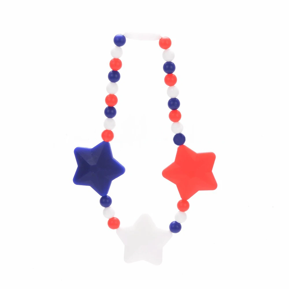 Звезда детские силиконовые для прорезывание зубов Соска с бусами цепи Прорезыватель для зубов аксессуар безопасное прорезывание зубов игрушки не ожерелье без БФА - Цвет: 01