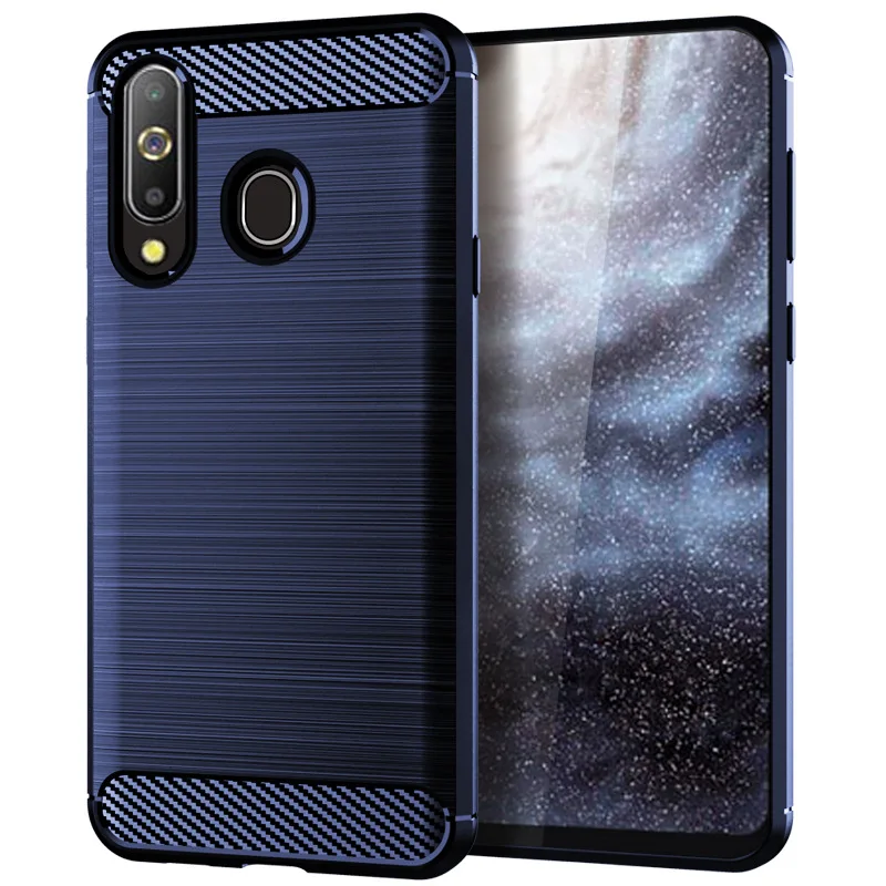 For Samsung Galaxy A8S Case Bumper Anti-knock Soft TPU Silicon Cover Carbon Fiber Armor |