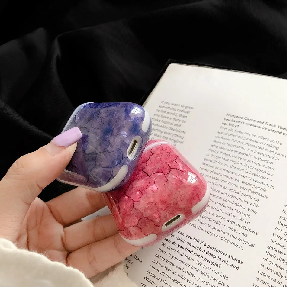 Для AirPods 1/2 чехол Роскошный мраморный узор чехол для наушников для Apple Airpods 2 Чехол винтажный Изумрудный мягкий силиконовый защитный чехол