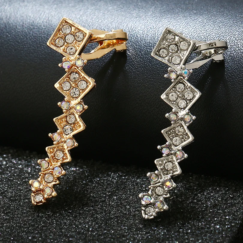 Американские ювелирные квадратный oorbellen Серьги Кристалл уха клип манжеты Boucles